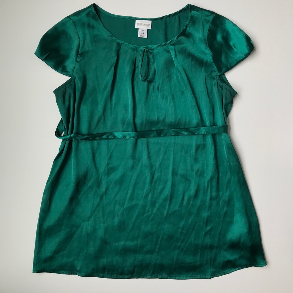 Emerald Green Maternity Silky Blouse - Medium